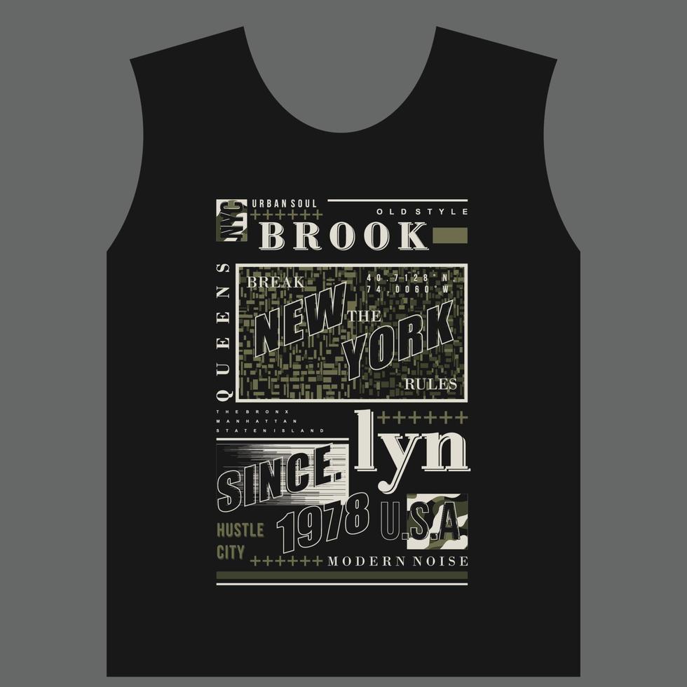 brooklyn new york abstract graphic text frame typoghraphy t shirt print vector