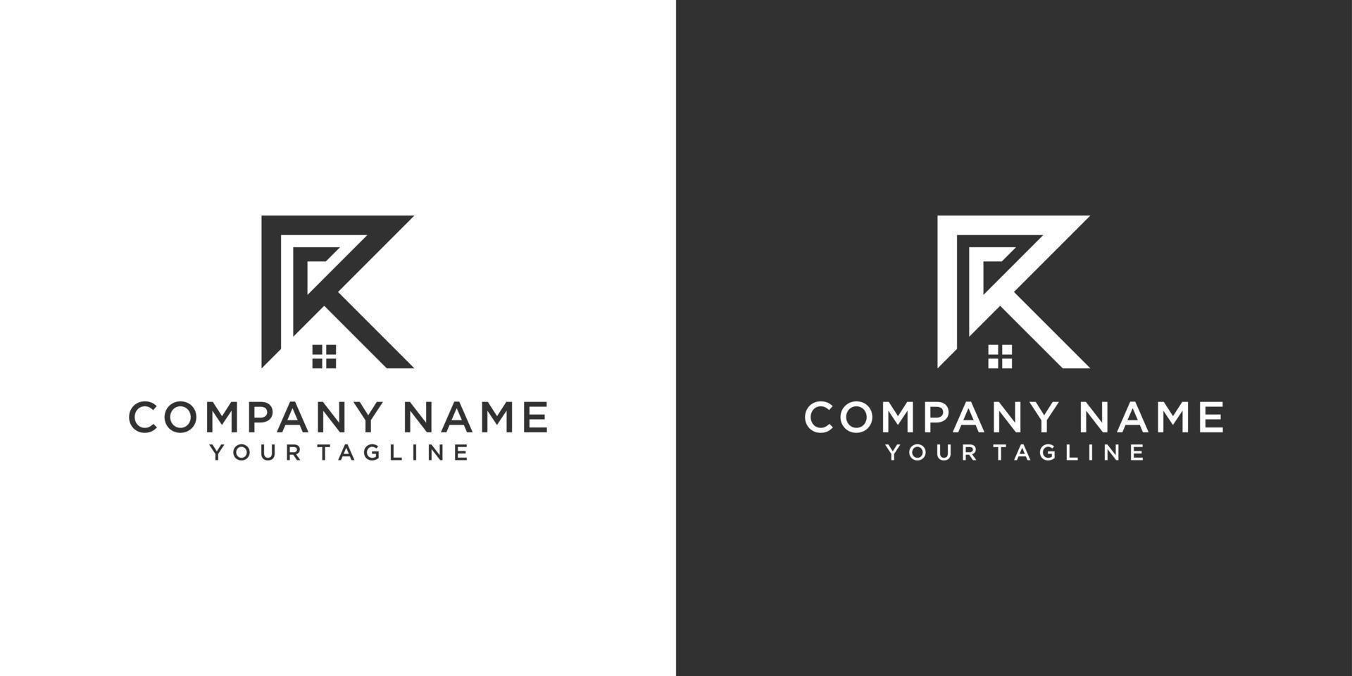 Letter R logo design and house vector design