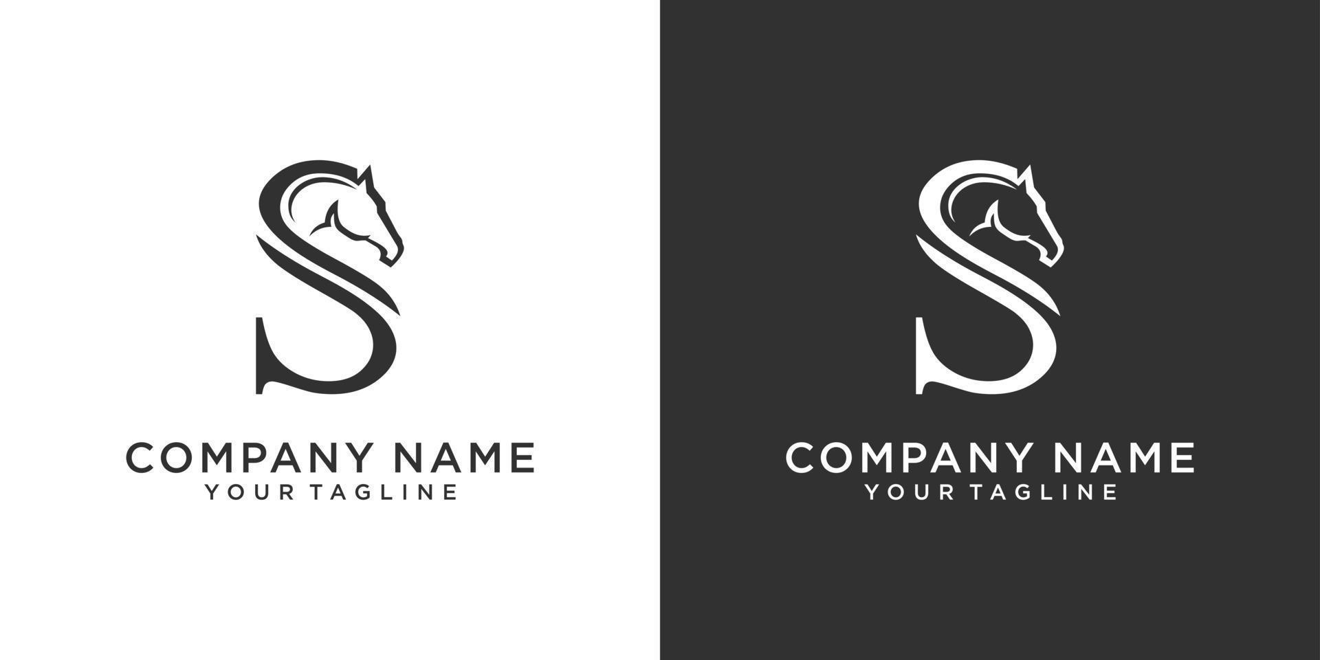 letra inicial s con concepto de diseño de logotipo de vector de caballo.