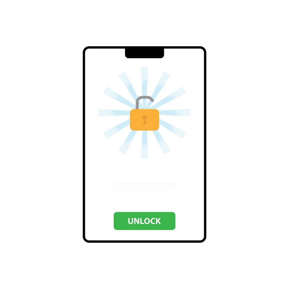 Unlock Mobile Phone Flat Icon vector