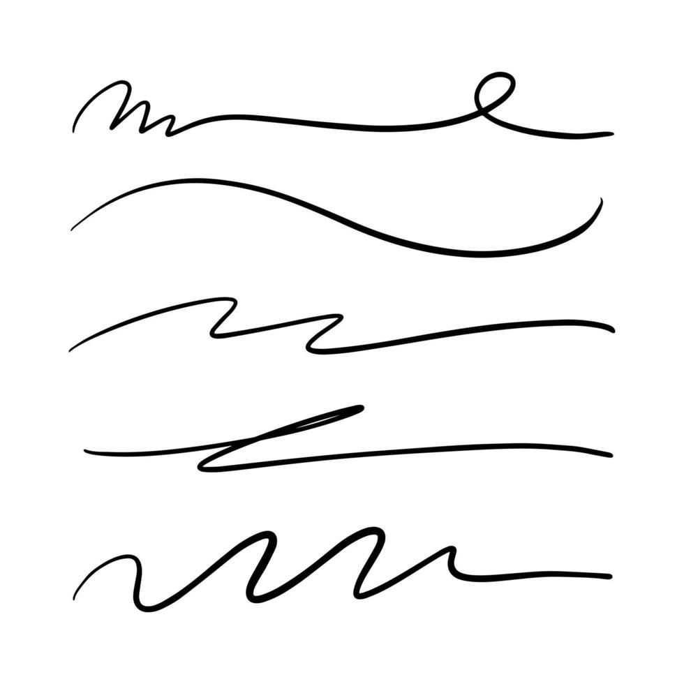 strokes, underlines, highlighter marker strokes, wave brush marks. vector