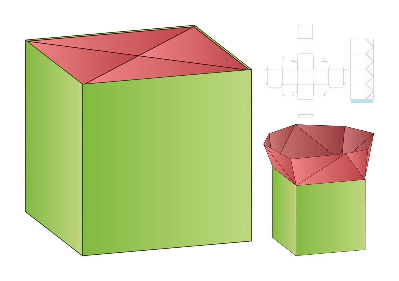 diseño de plantilla troquelada de embalaje de caja. Maqueta 3d vector