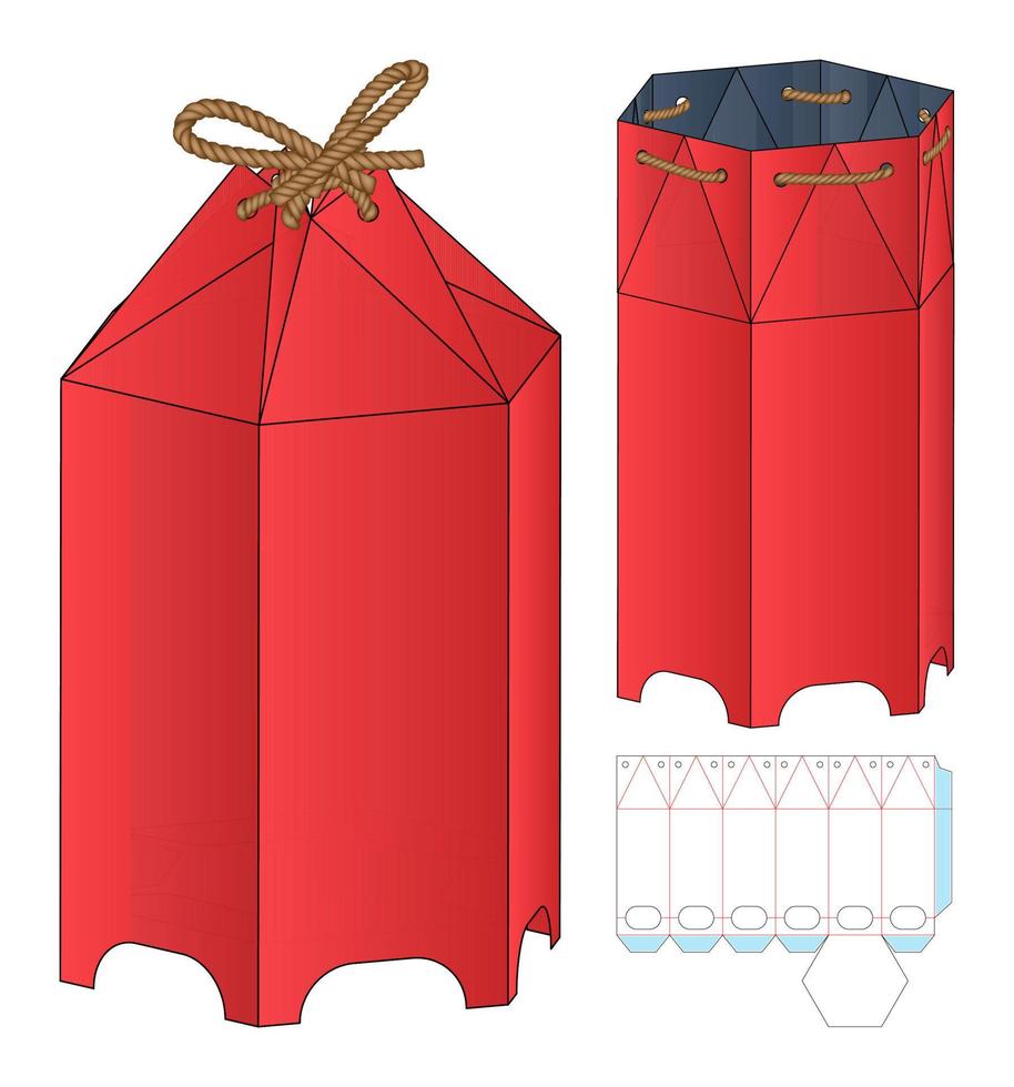 Box packaging die cut template design. 3d mock-up vector