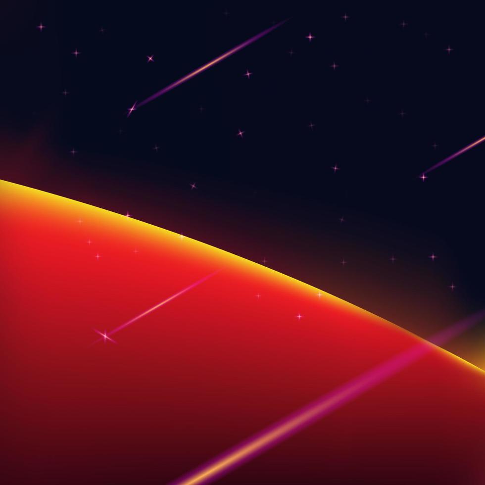 simple dark space gaming background, with glowing amazing colour sun object, simple background vector