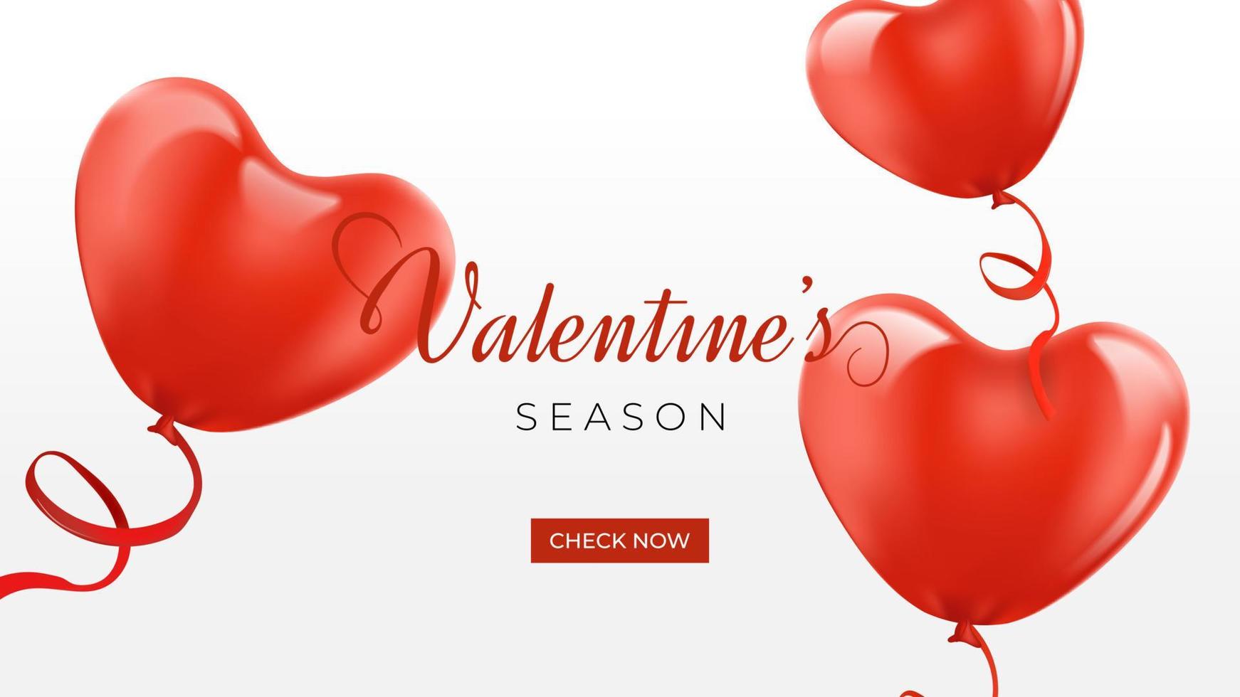 realistic 3d balloon heart shape valentine's background vector