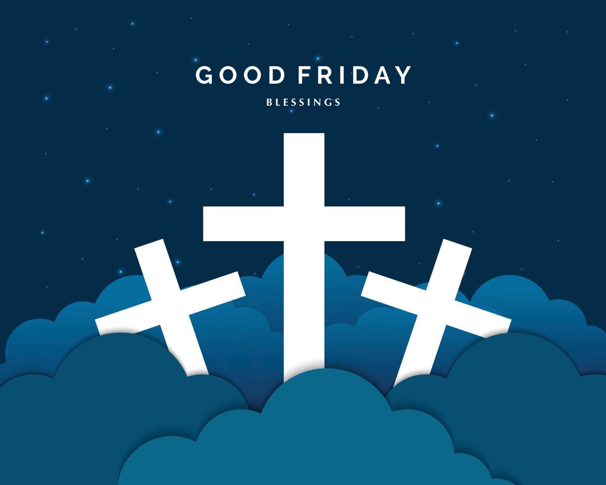 Good Friday With Cross And Cloud vector