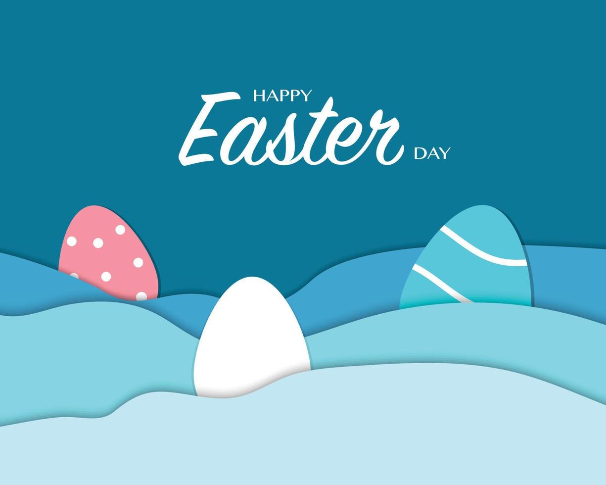 Happy Easter Day Paper Art vector