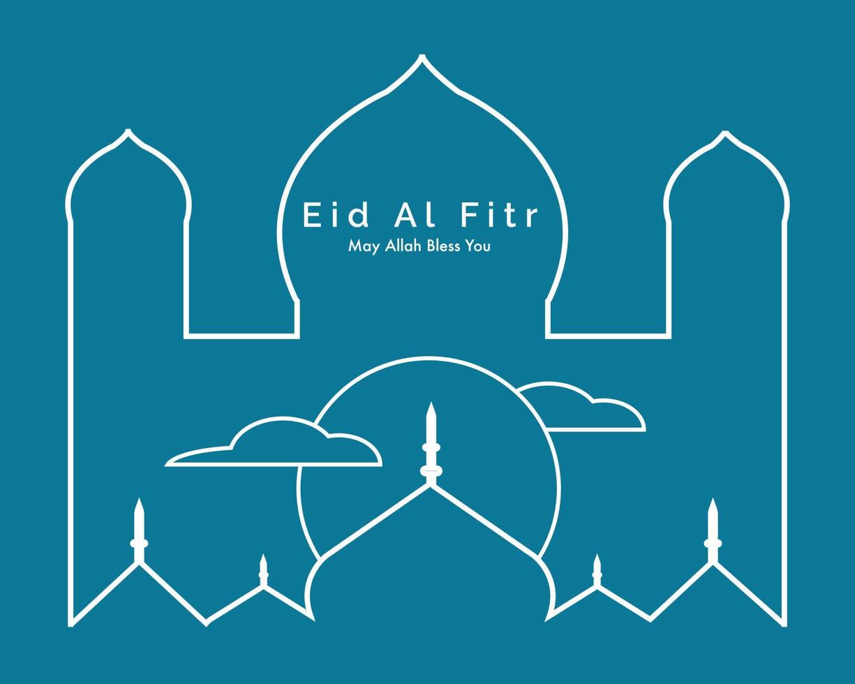Eid Al Fitr Line Art Mosque vector