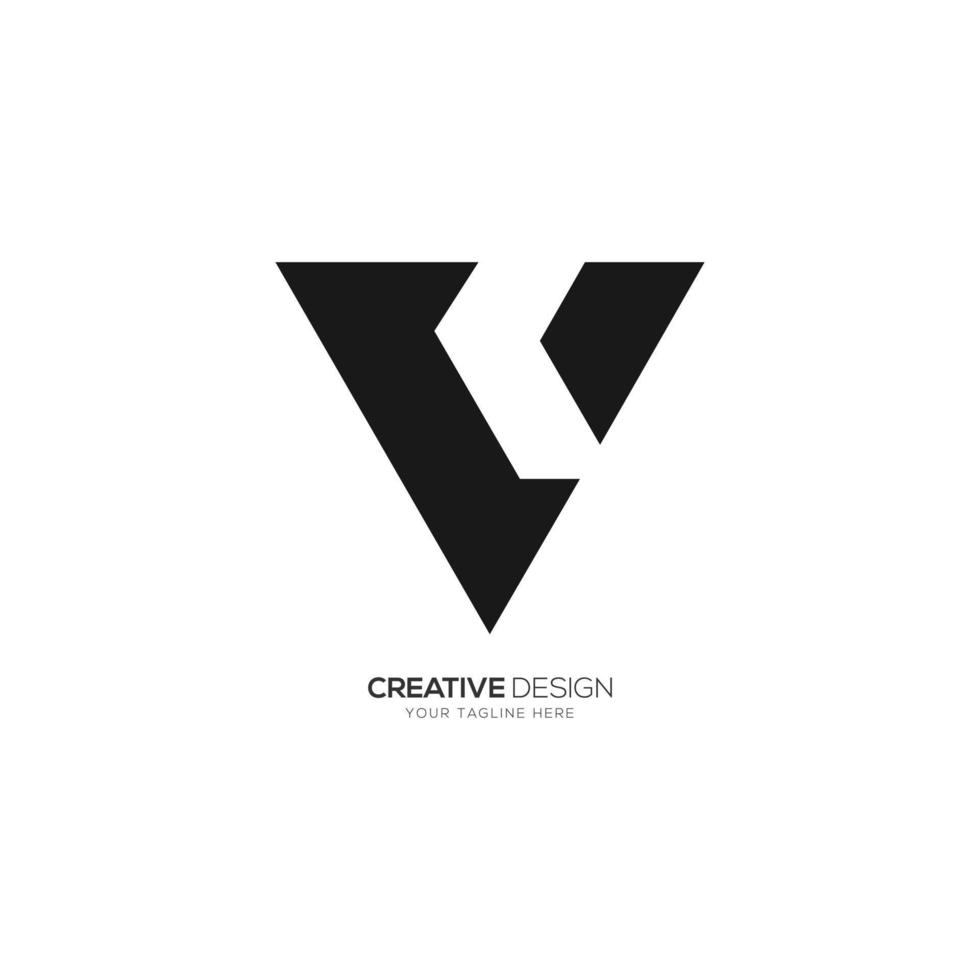 Letter C V triangle flat modern logo vector