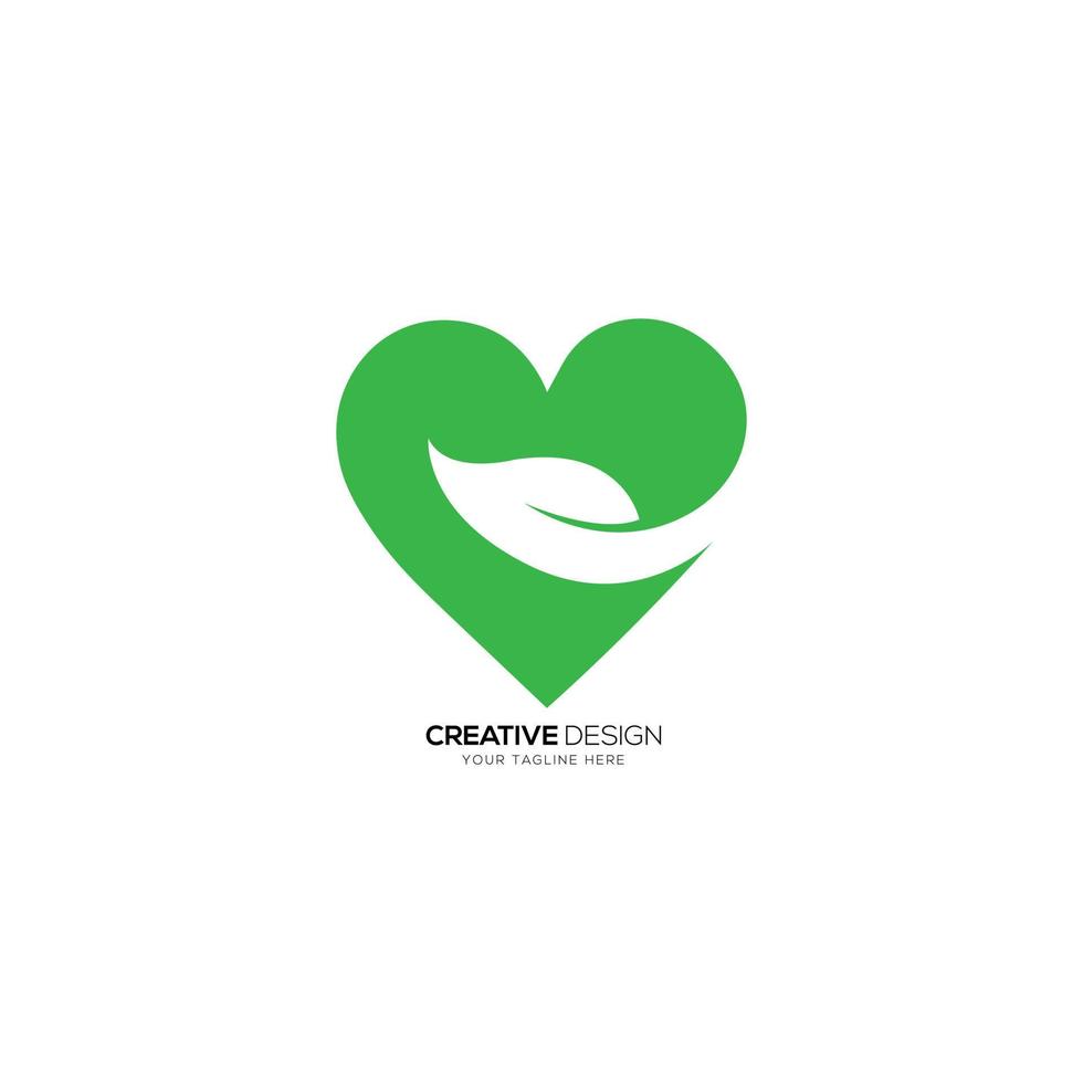 corazón forma ilustración con hoja logo vector