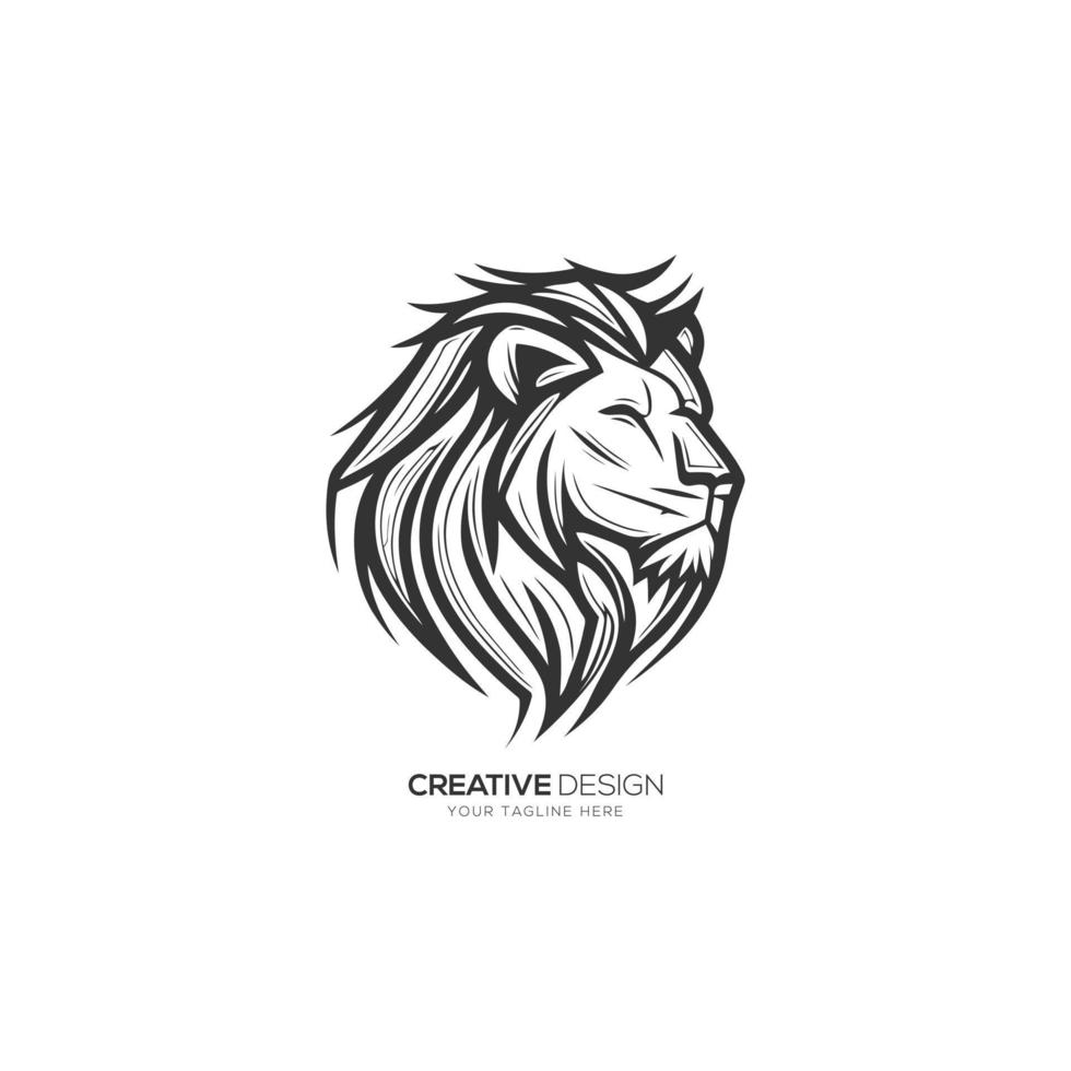 león cabeza logo marca ilustración vector diseño