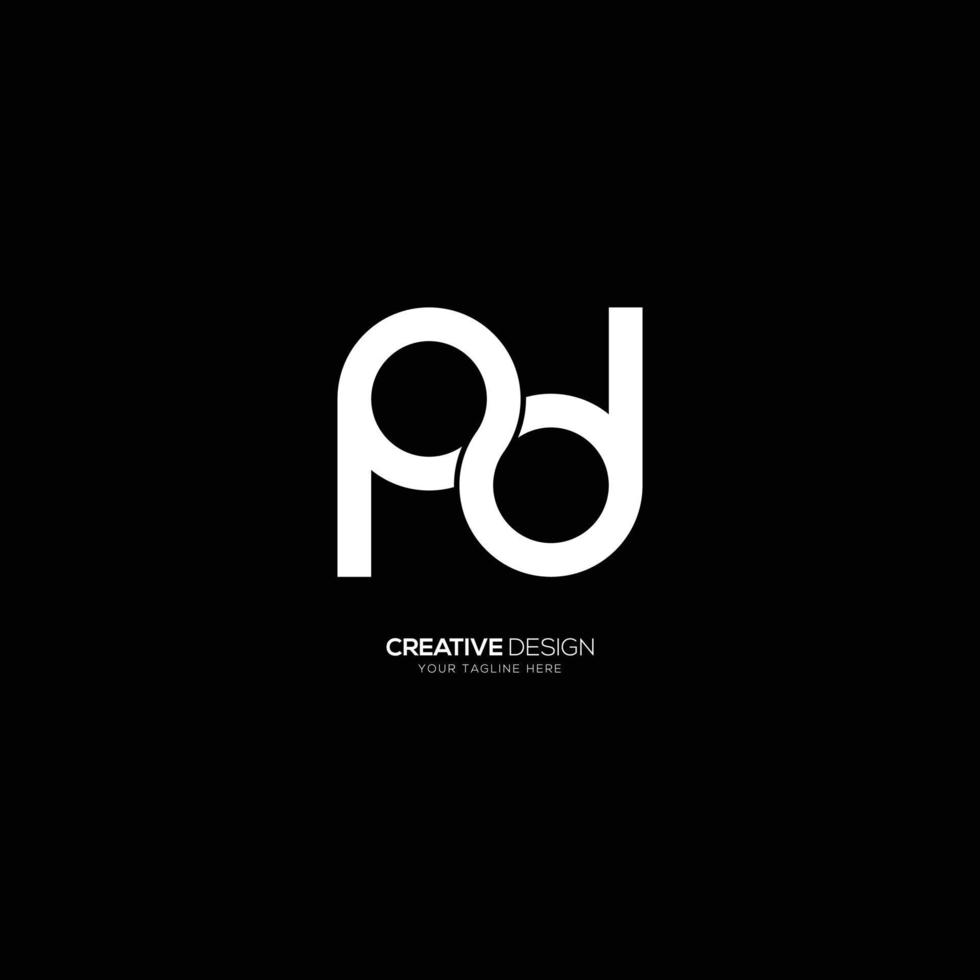 Letter P D creative line art simple monogram logo vector