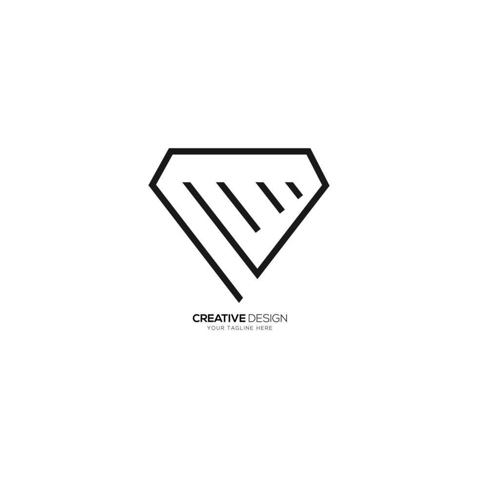 Diamond line art minimal monogram logo vector