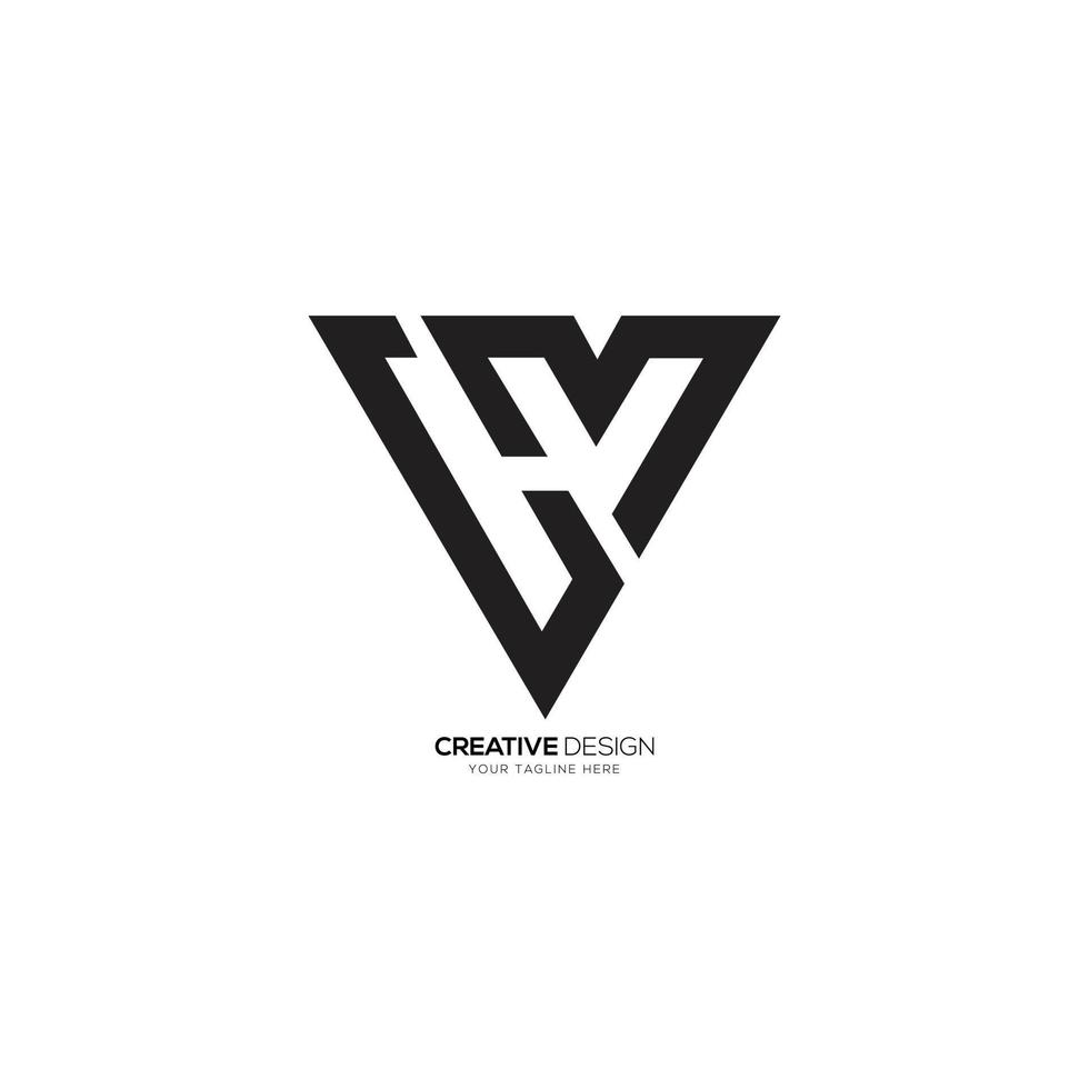 Letter C M triangle shape modern monogram logo vector