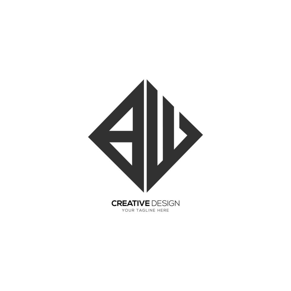 Letter B W creative rectangle shape monogram logo vector
