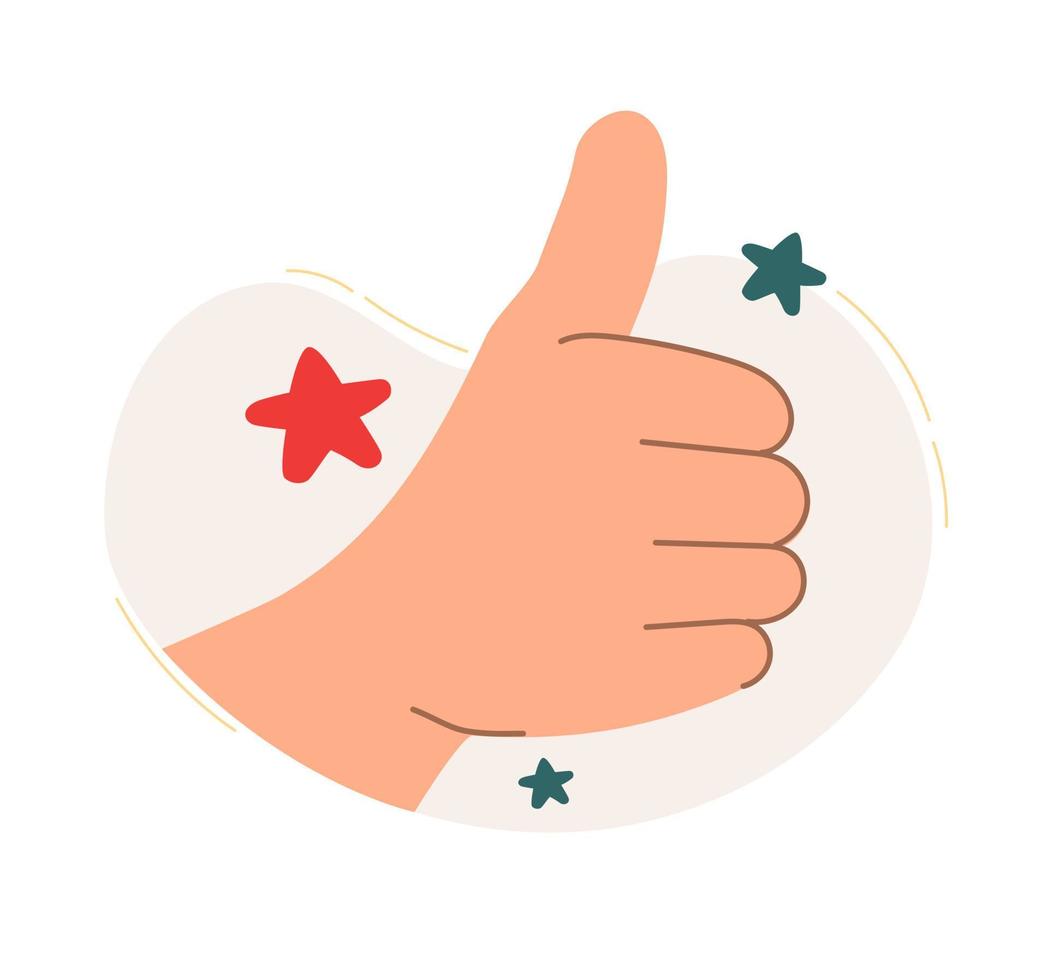The hand shows the class. The concept of a business idea, startup, organization, brainstorming. Vector illustration isolated on a white background