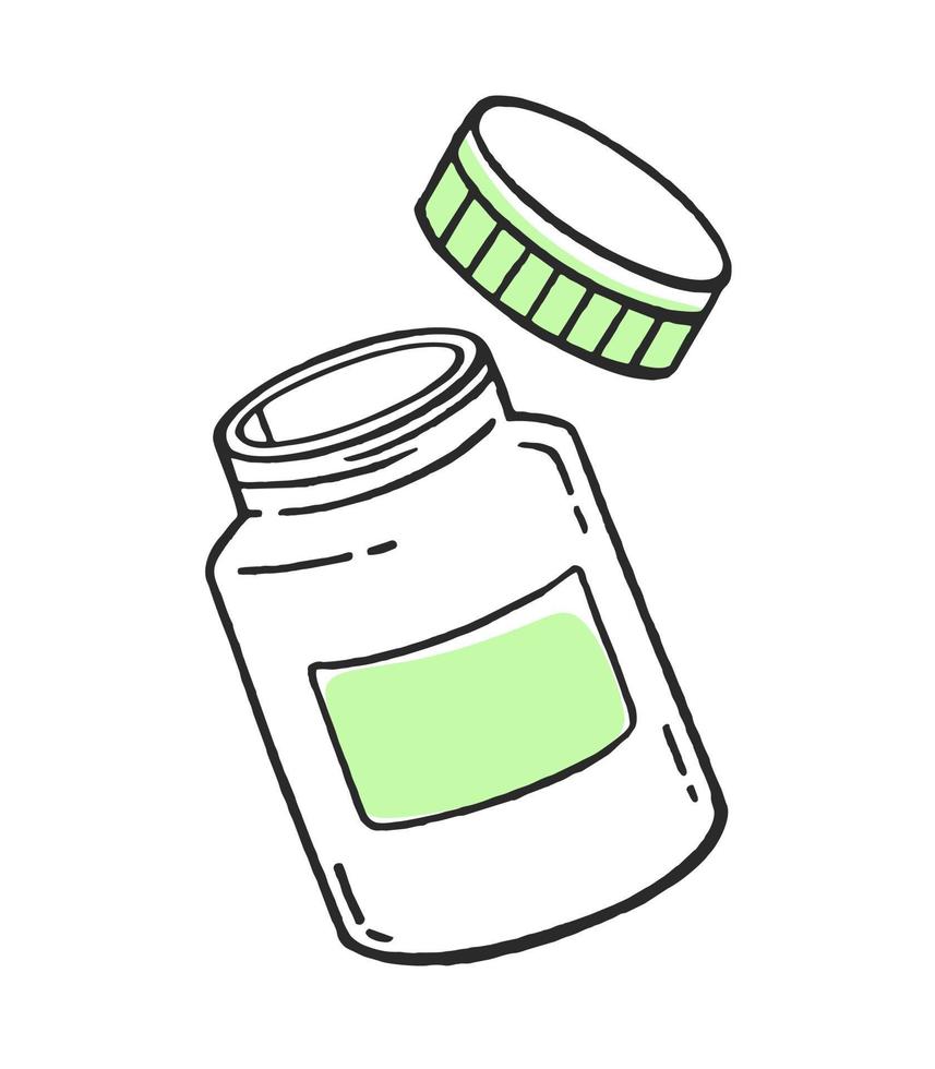 Bottles medical pharmaceutical hospital device Vector illustration of medical equipment, hand-drawn