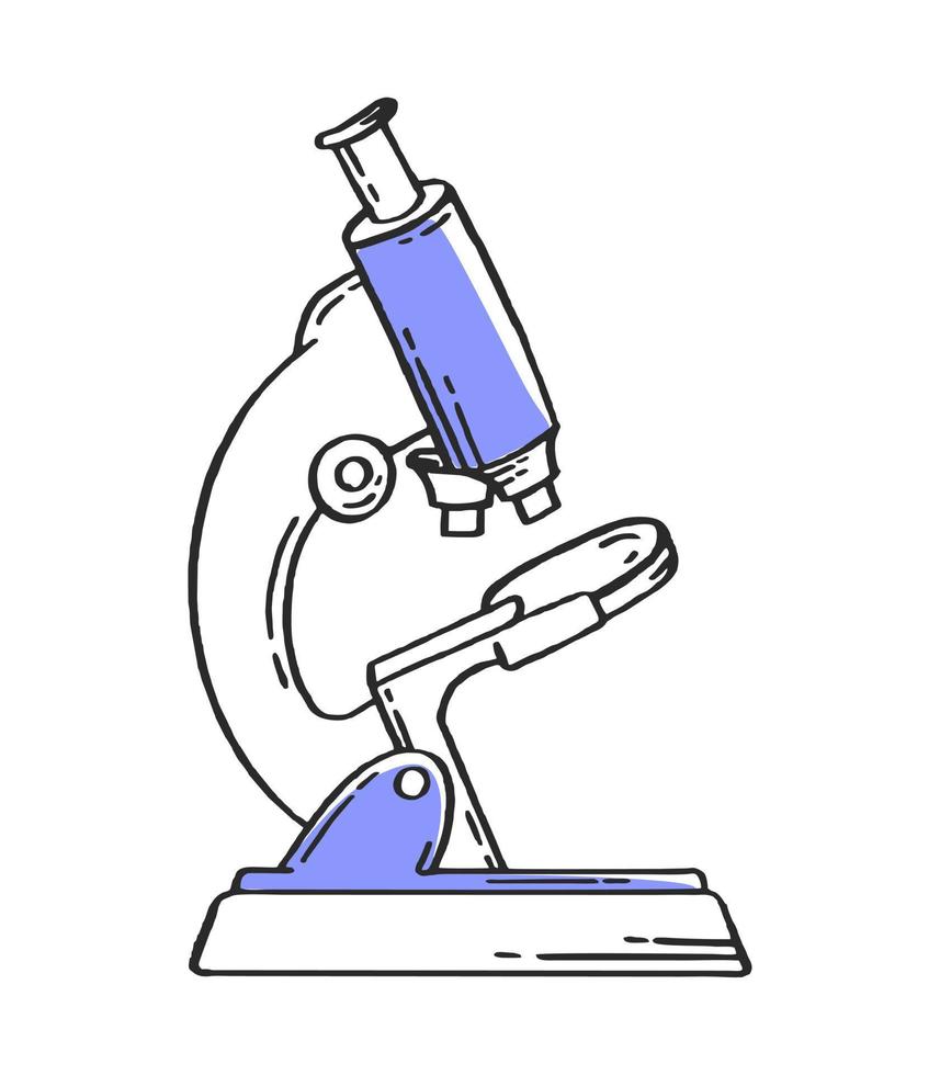 The microscope is a medical pharmaceutical device. Medical devices vector hand drawn illustration