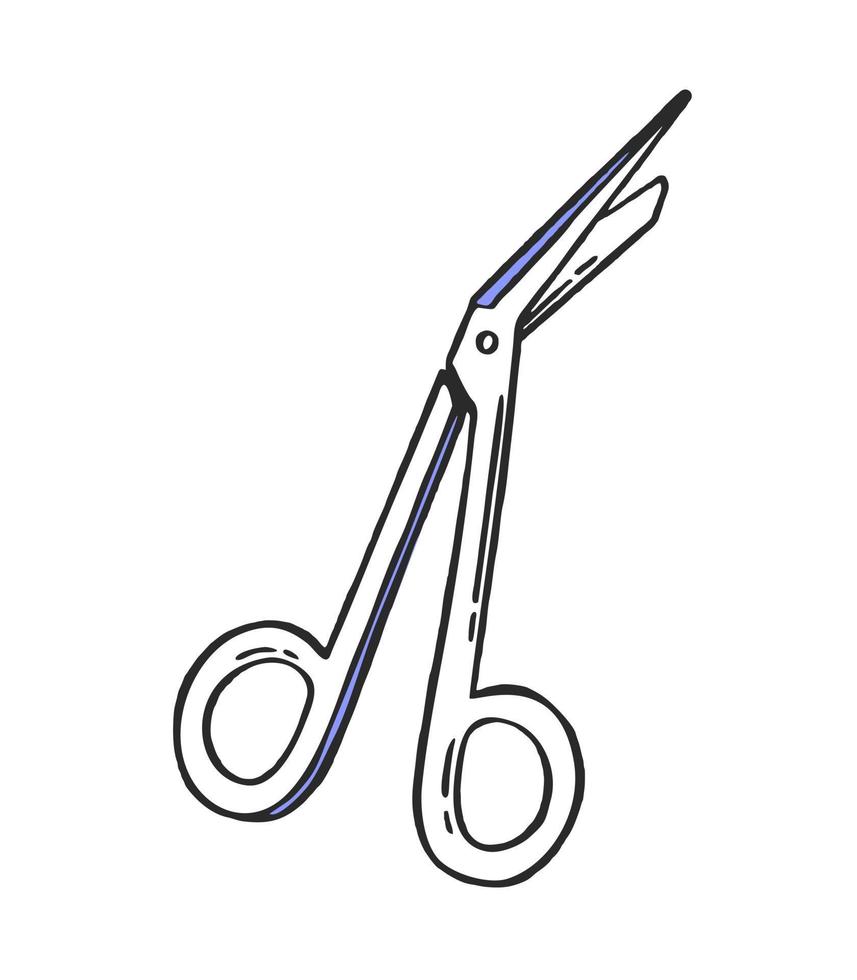 Scissors medical pharmaceutical hospital device Vector illustration of medical equipment, hand-drawn