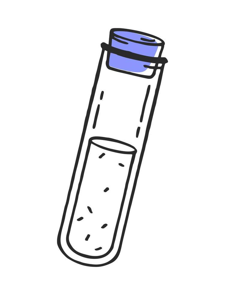 Test tube with liquid medical pharmaceutical hospital device Vector illustration of medical equipment, hand-drawn