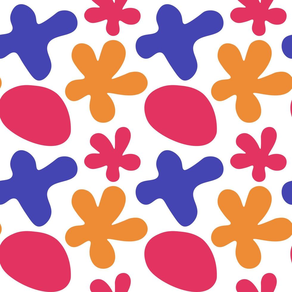 Abstract shapes viva magenta seamless pattern for kids. Childish