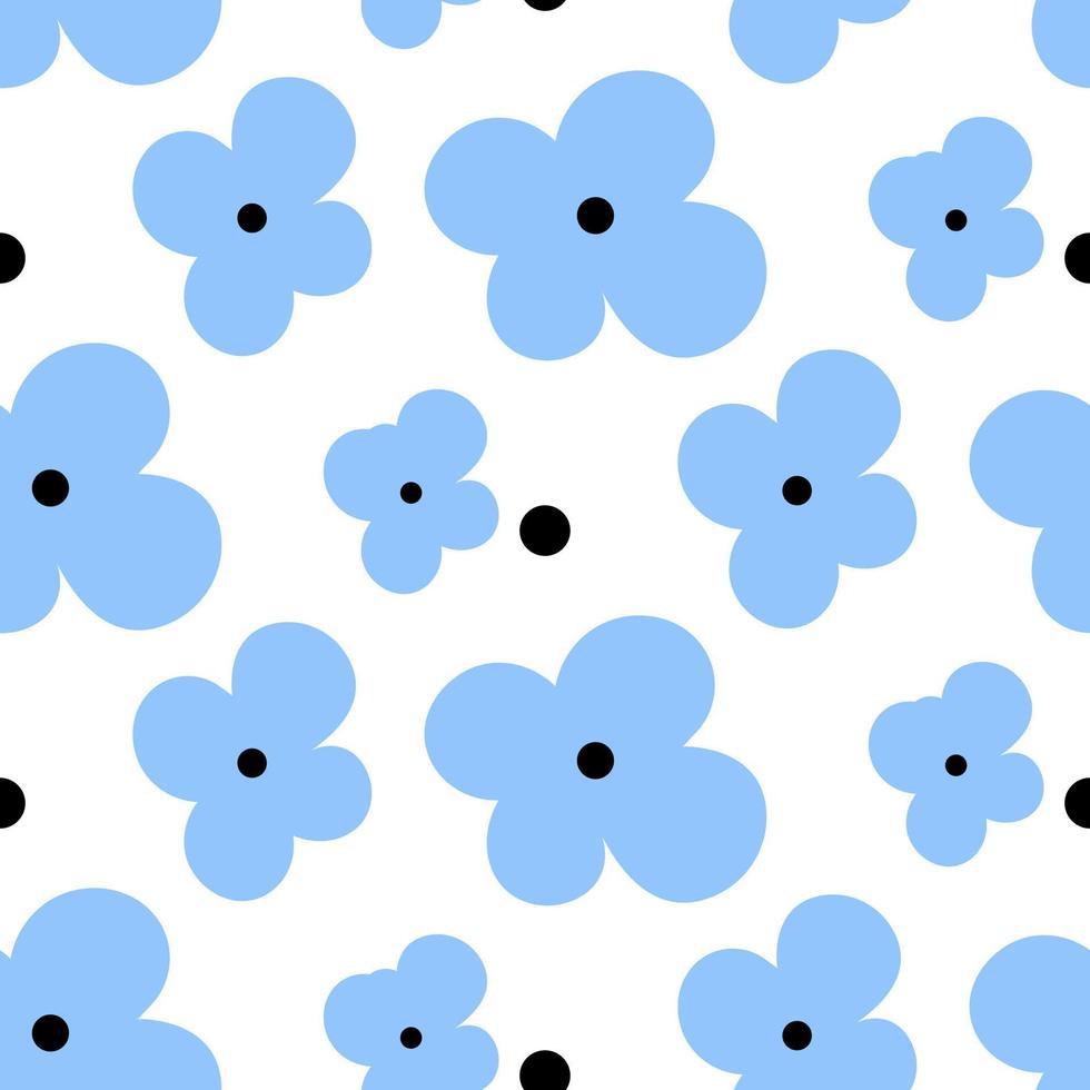 Seamless random floral y2k pattern with blue flower on white ...