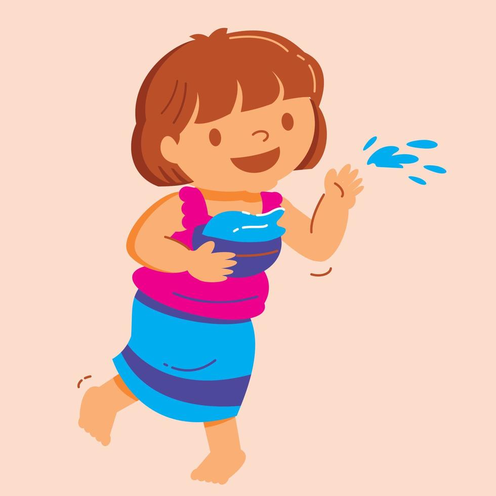 traditional Thai girl soaking water vector