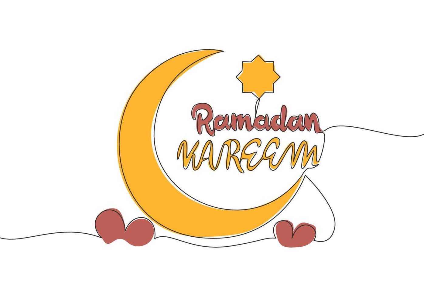 uno soltero línea dibujo de contento eid Alabama fitr Mubarak y Ramadán kareem concepto. islámico fiesta caligráfico diseño para imprimir, saludo tarjeta, bandera, póster. continuo línea dibujar diseño ilustración vector