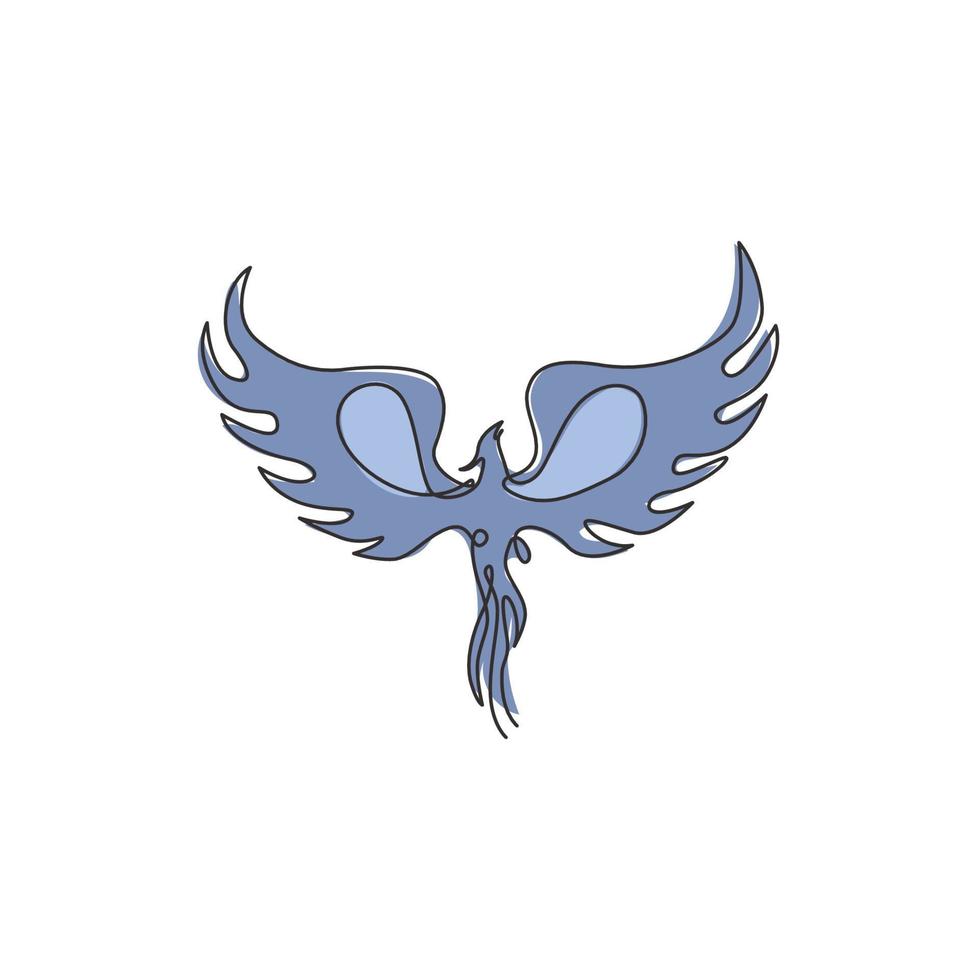 One single line drawing of luxury phoenix bird for company logo identity. Business corporation icon concept from animal shape. Modern continuous line draw vector design graphic illustration