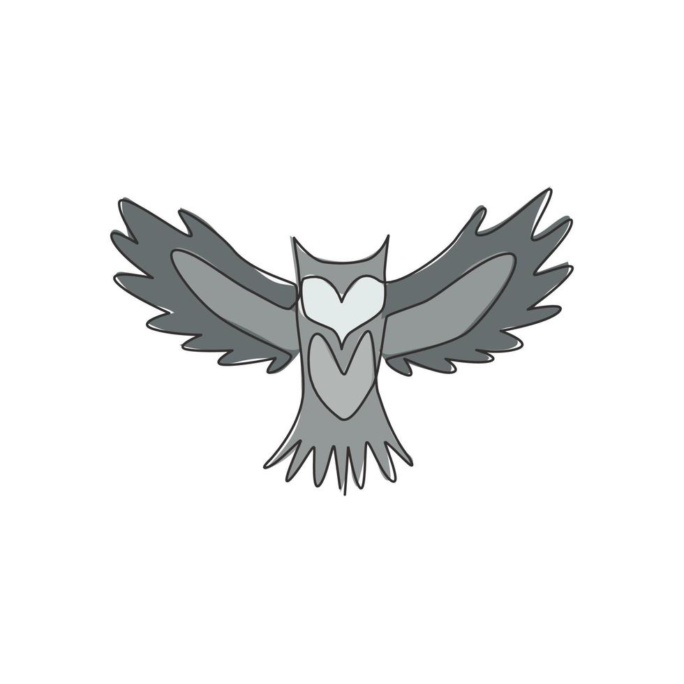 Single continuous line drawing of luxury owl bird for corporate logo identity. Modern company icon concept from animal shape. One line vector draw design graphic illustration