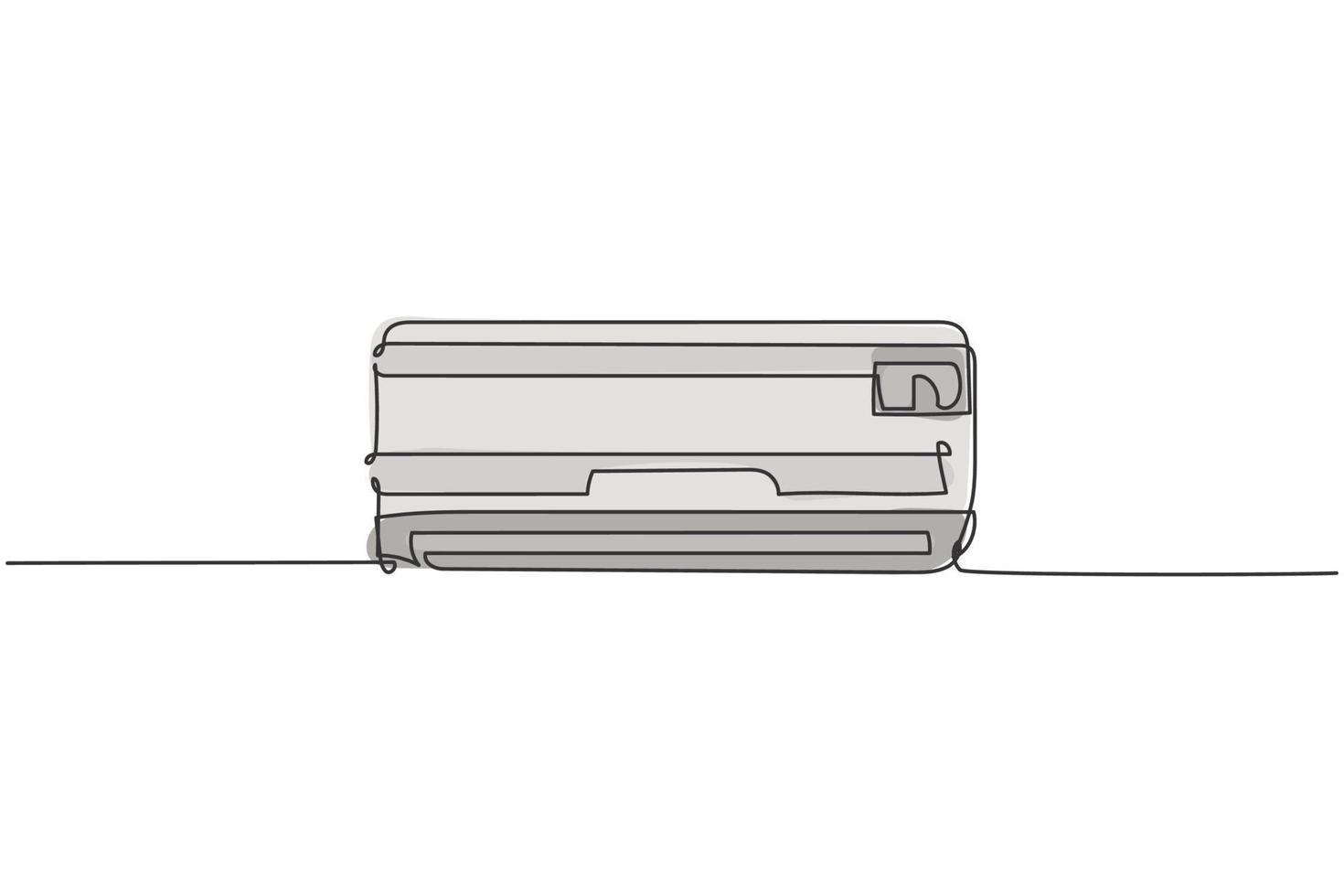 Single continuous line drawing of wall air conditioner household utensil. Electronic living room home appliance concept. Modern one line draw design graphic vector illustration