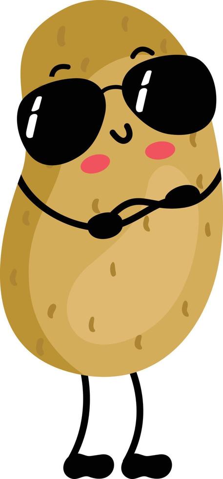 Funny potato mascot with sunglasses vector