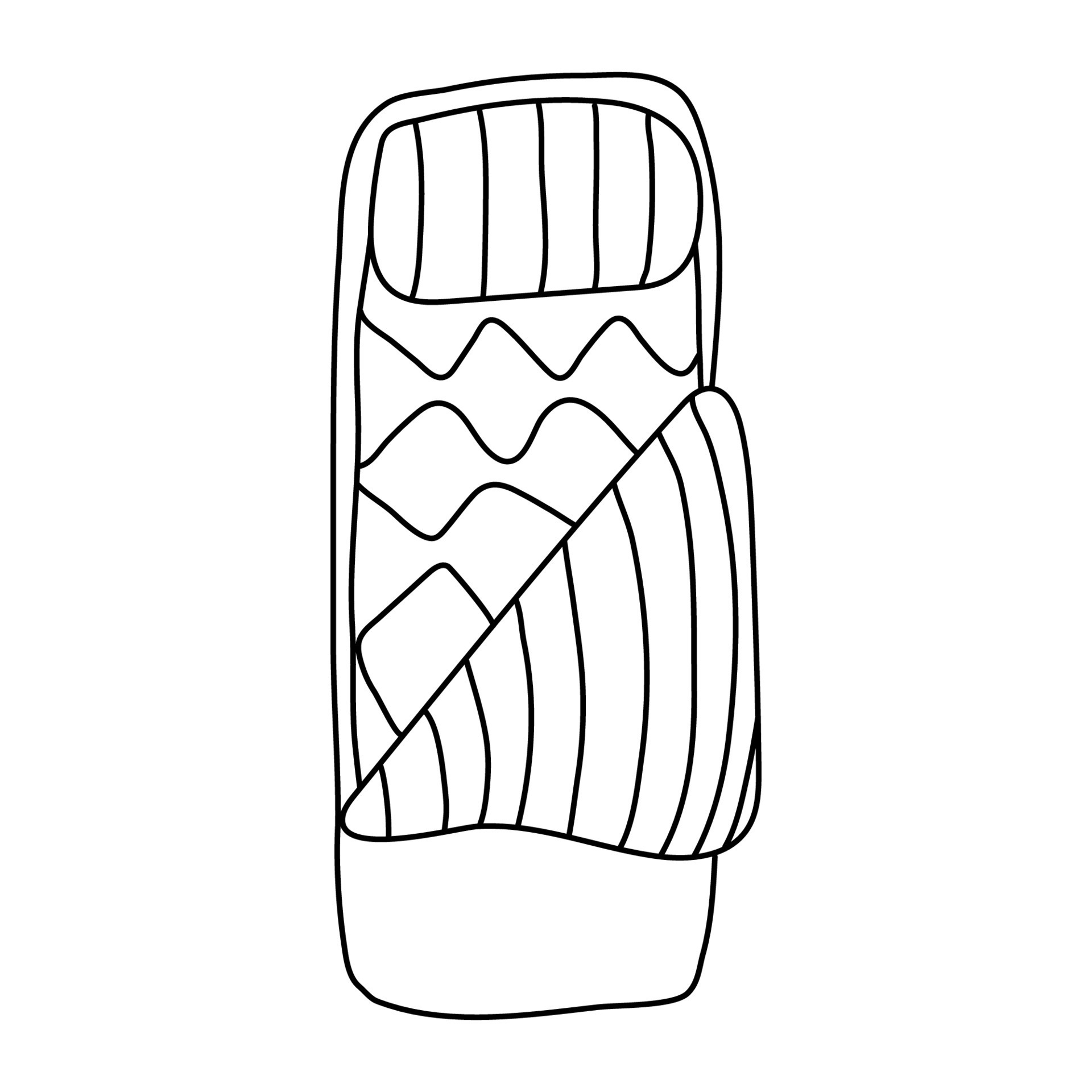 Camping sleeping bag. Hand drawn vector illustration in doodle style on
