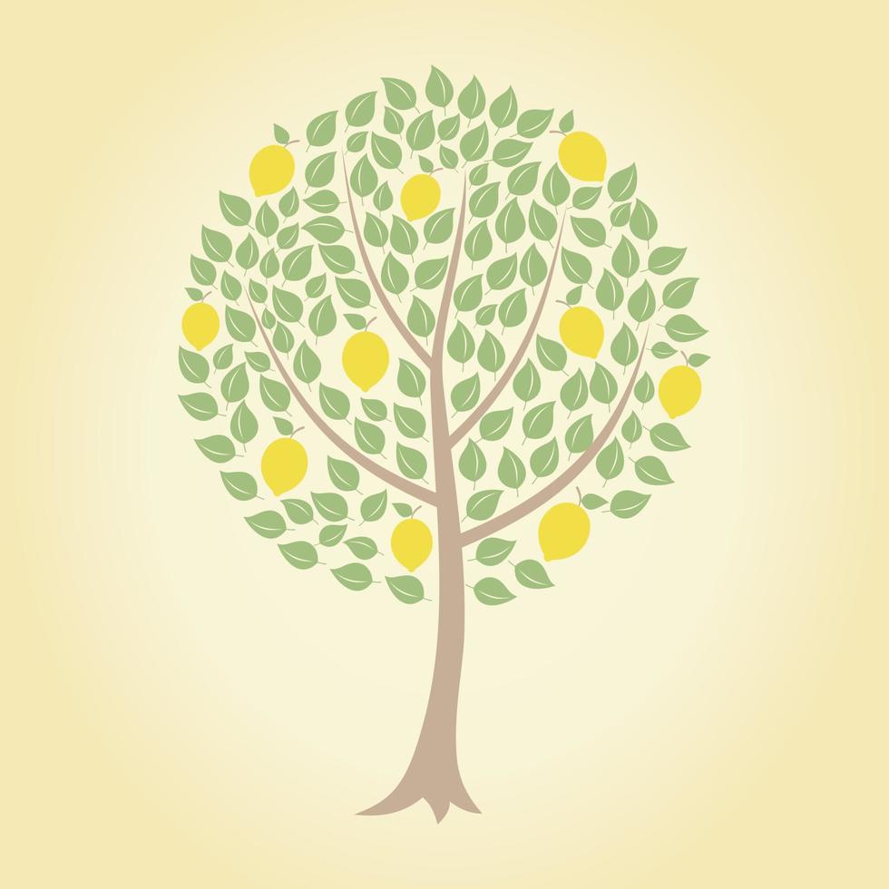 árbol y amarillo limones en él. un vector ilustración