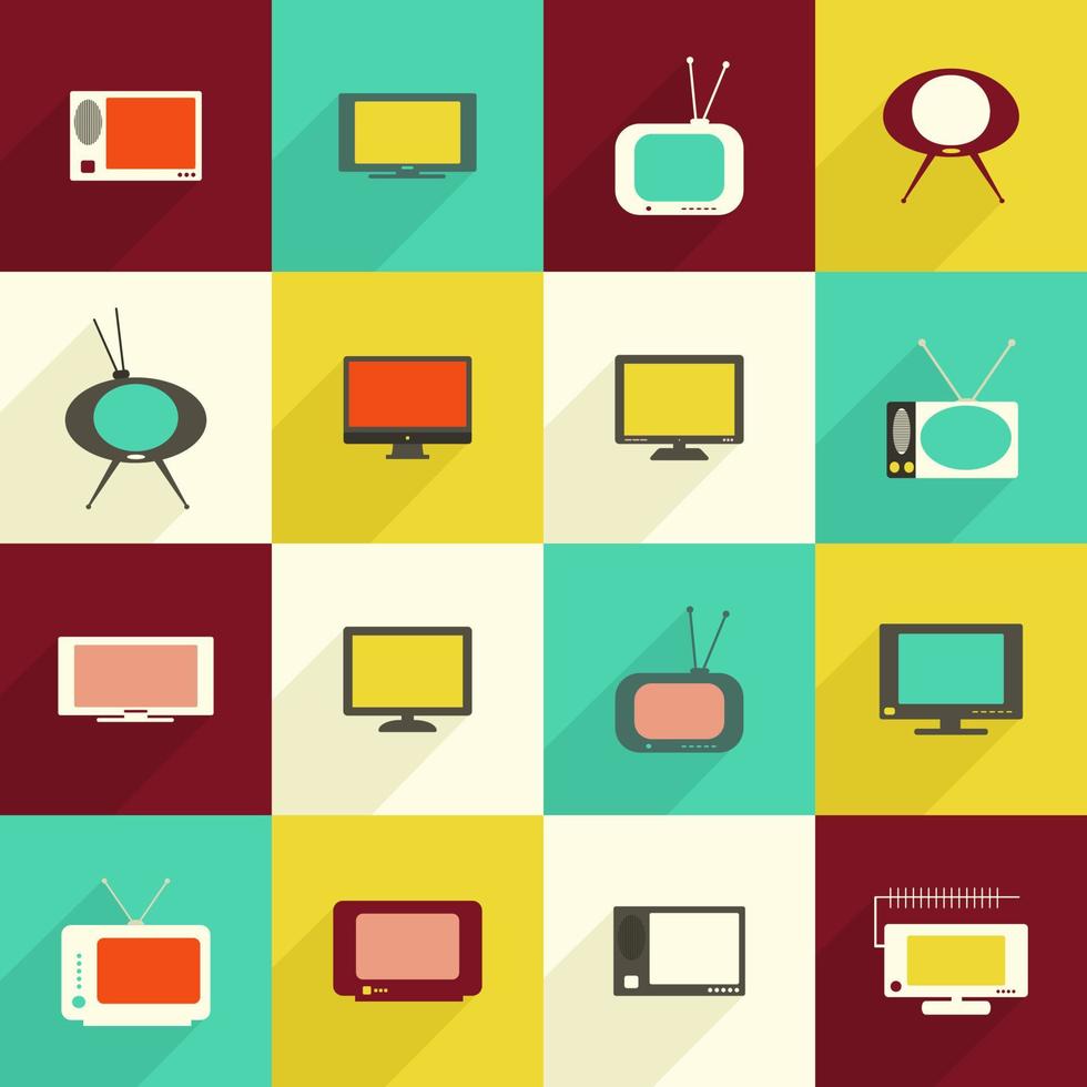 Set of icons of the TV. A vector illustration