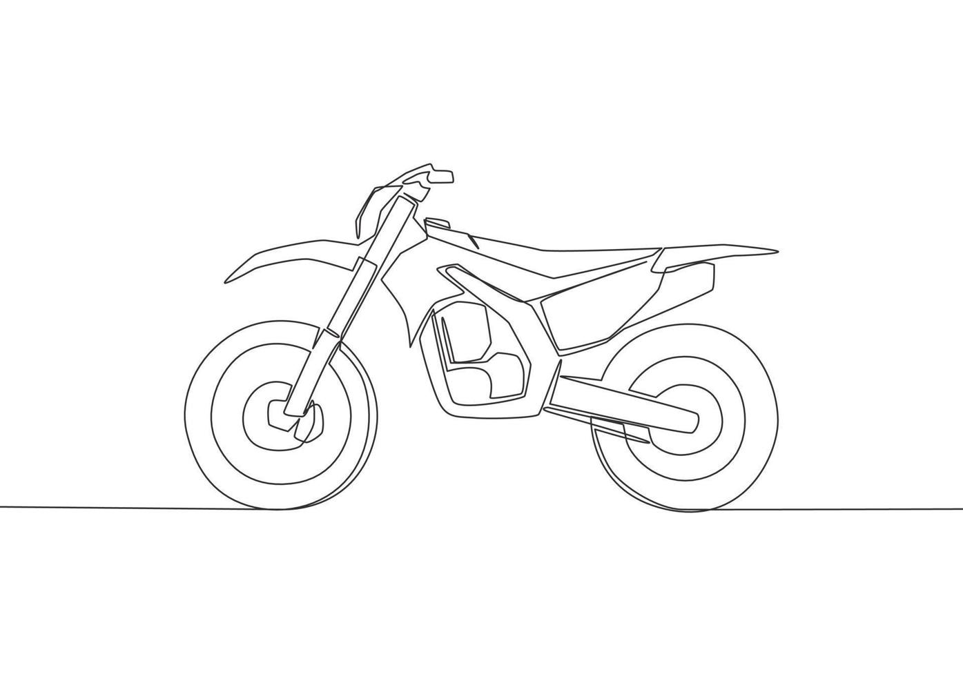 uno soltero línea dibujo de difícil sendero motocross logo. apagado la carretera motocicleta concepto. continuo línea dibujar diseño vector ilustración