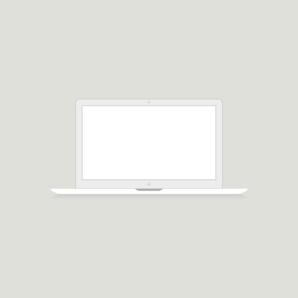 The white laptop on a grey background. A vector illustration