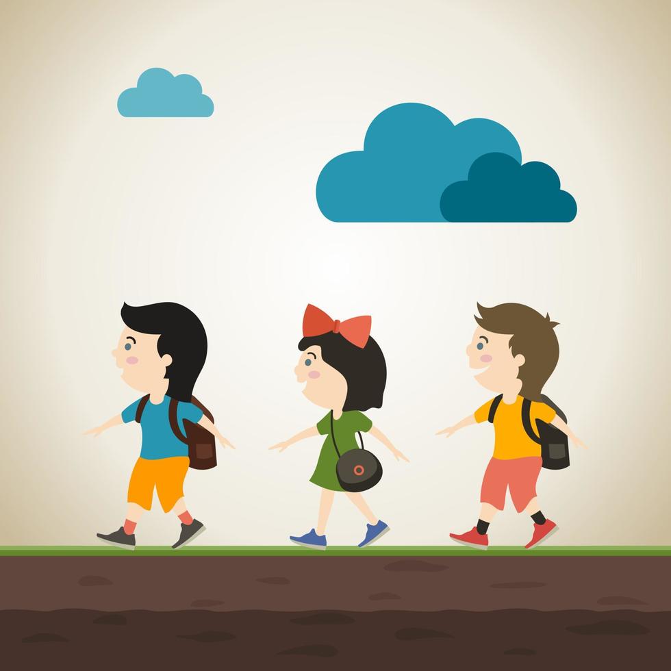 Children go to school. A vector illustration