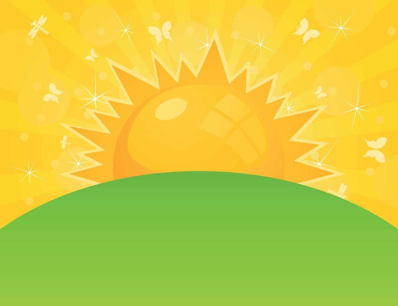 The drawn sun on a white background. A vector illustration