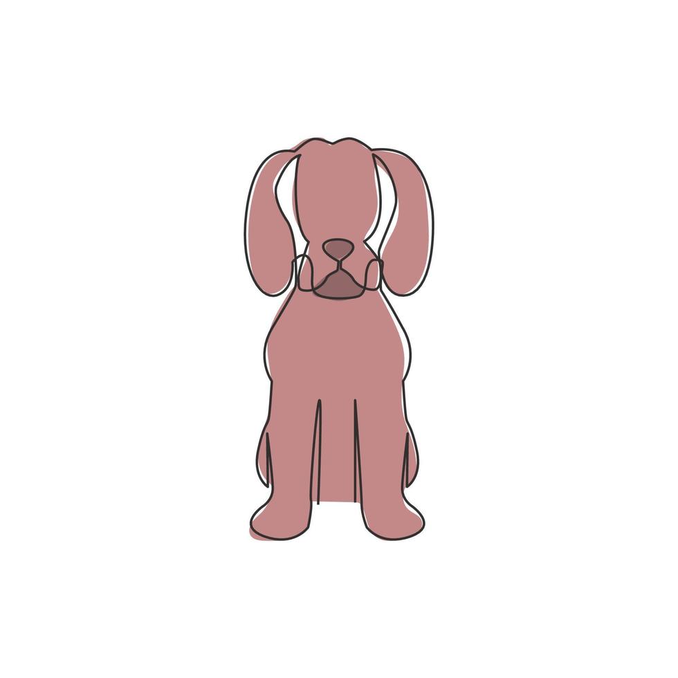 un dibujo de línea continua del icono de perro cachorro beagle lindo simple. concepto de vector de emblema de logotipo animal de mamíferos. Ilustración gráfica de diseño de dibujo de una sola línea de moda