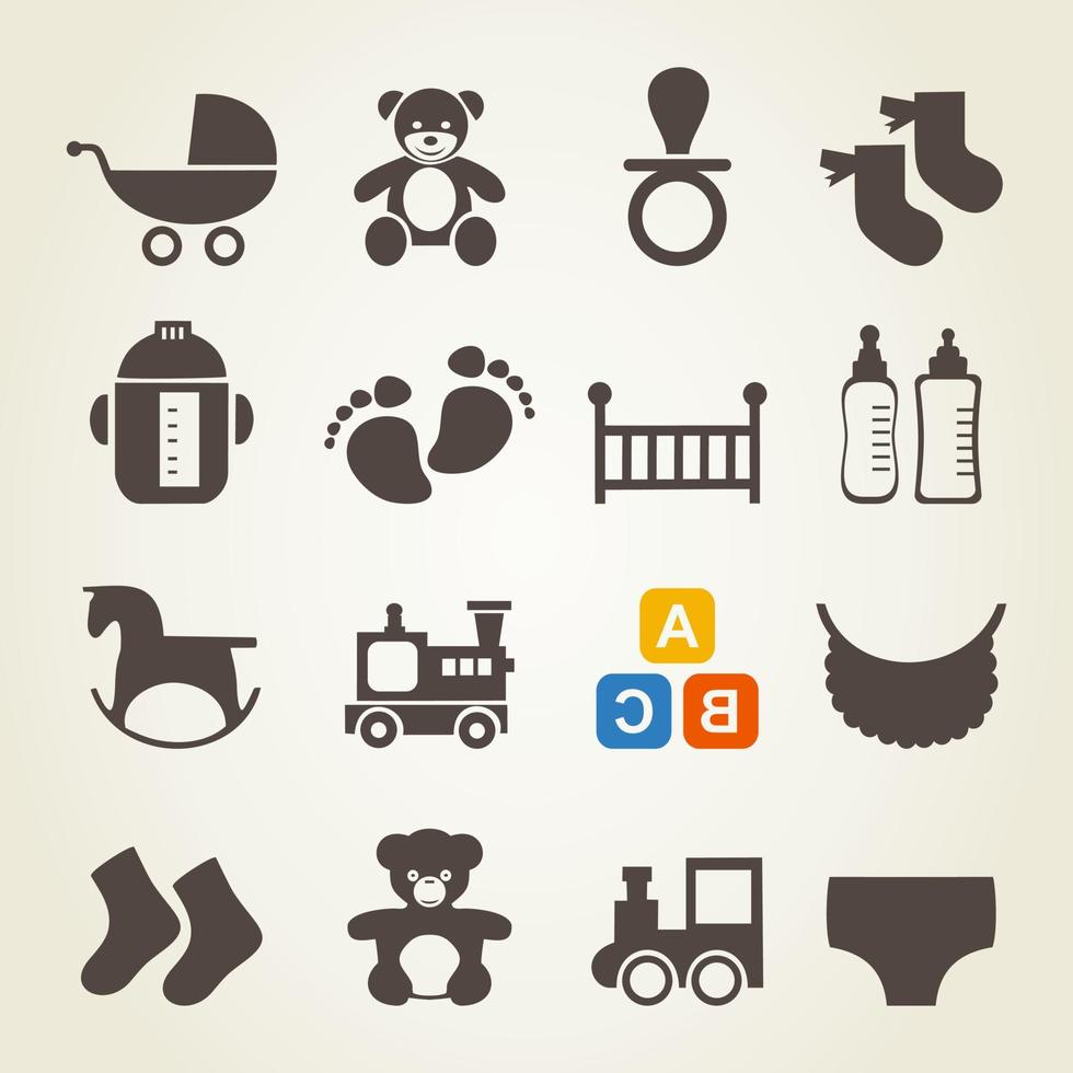 Collection of icons on a family theme. A vector illustration