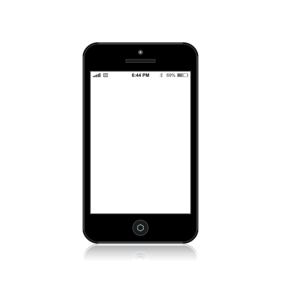 Black cellular telephone with the white screen. A vector illustration