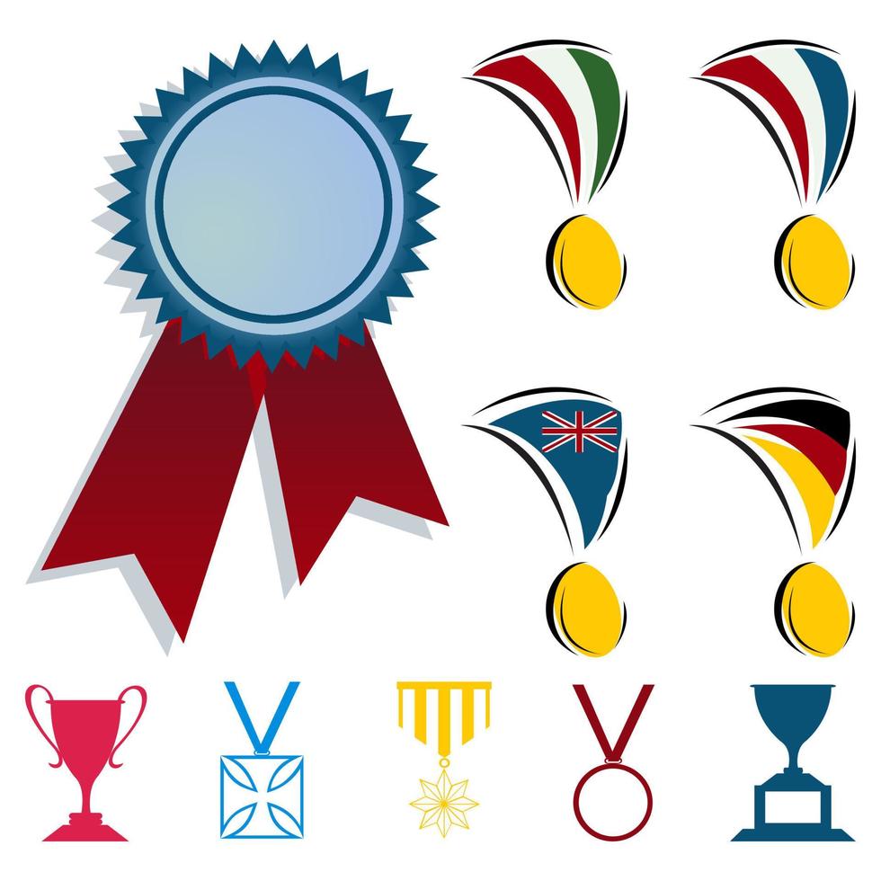 Awards in the form of medals and cups. A vector illustration