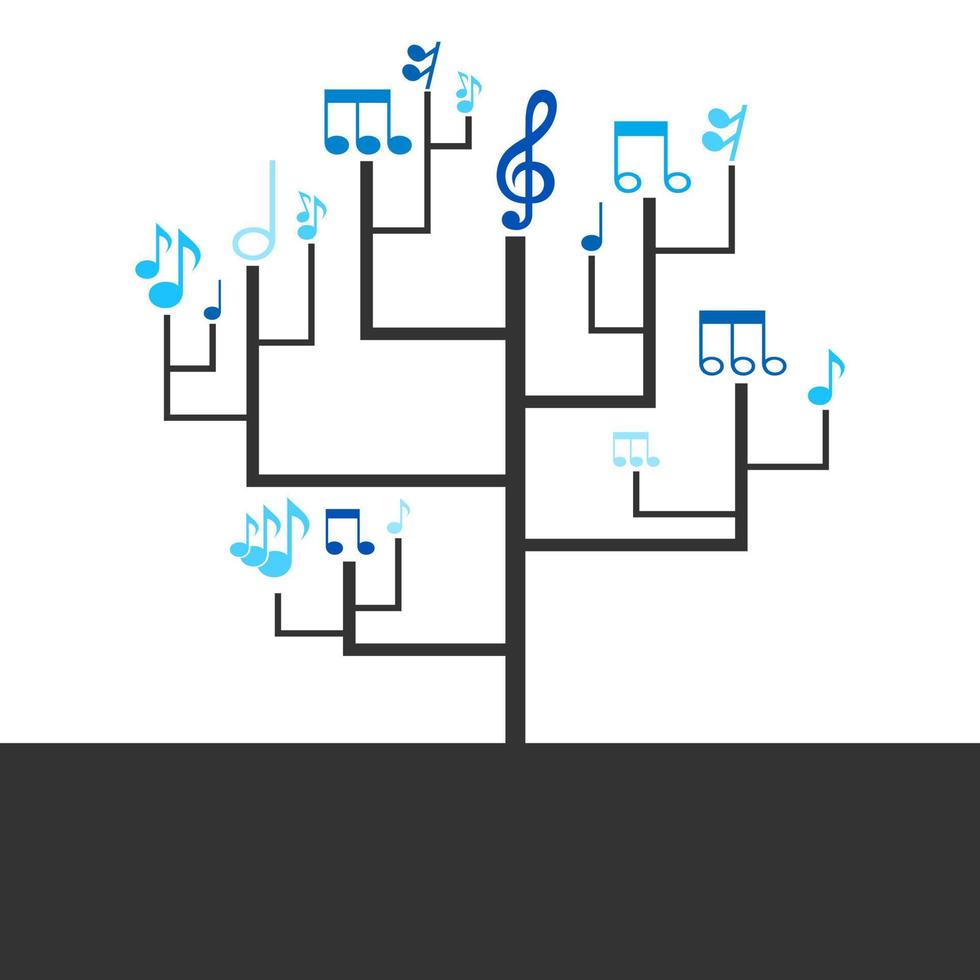 resumen árbol con musical notas en lugar de hojas vector