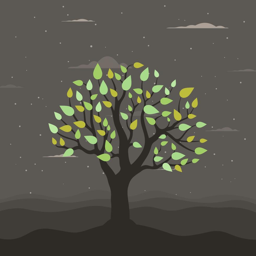 árbol con una anciana redondeada. una ilustración vectorial vector