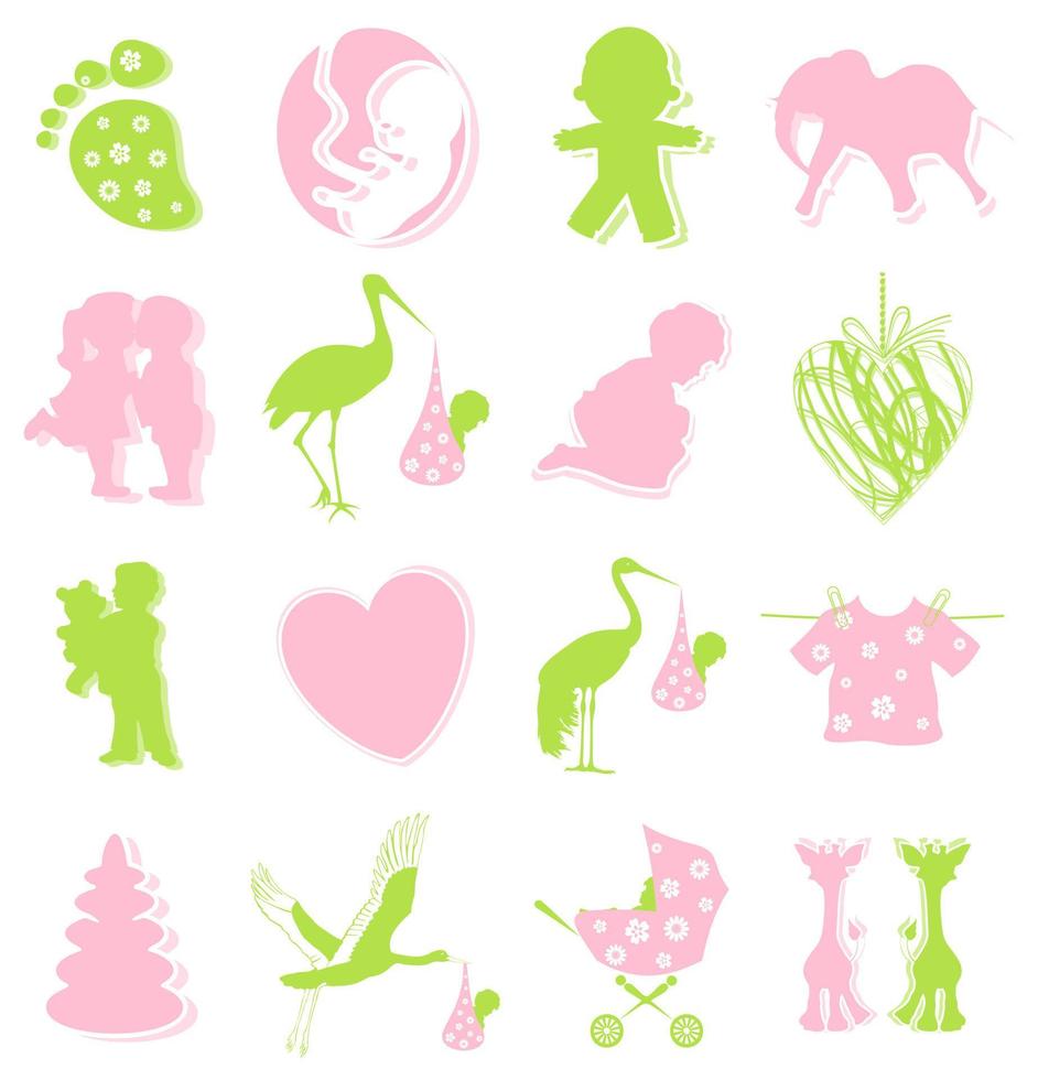 Collection of icons on a family theme. A vector illustration