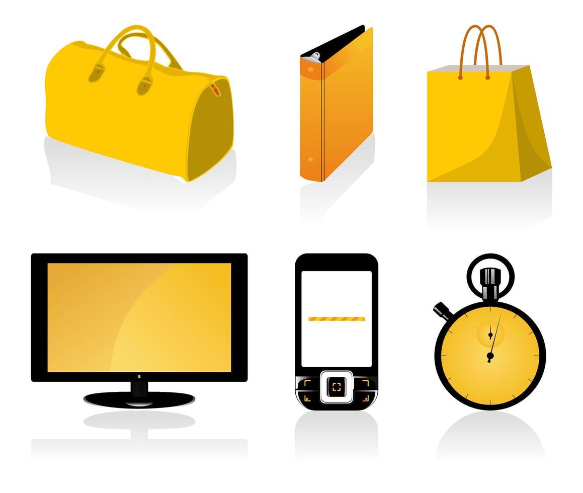 Set of icons of orange colour. A vector illustration