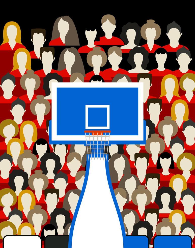 Spectators on a basketball platform. A vector illustration