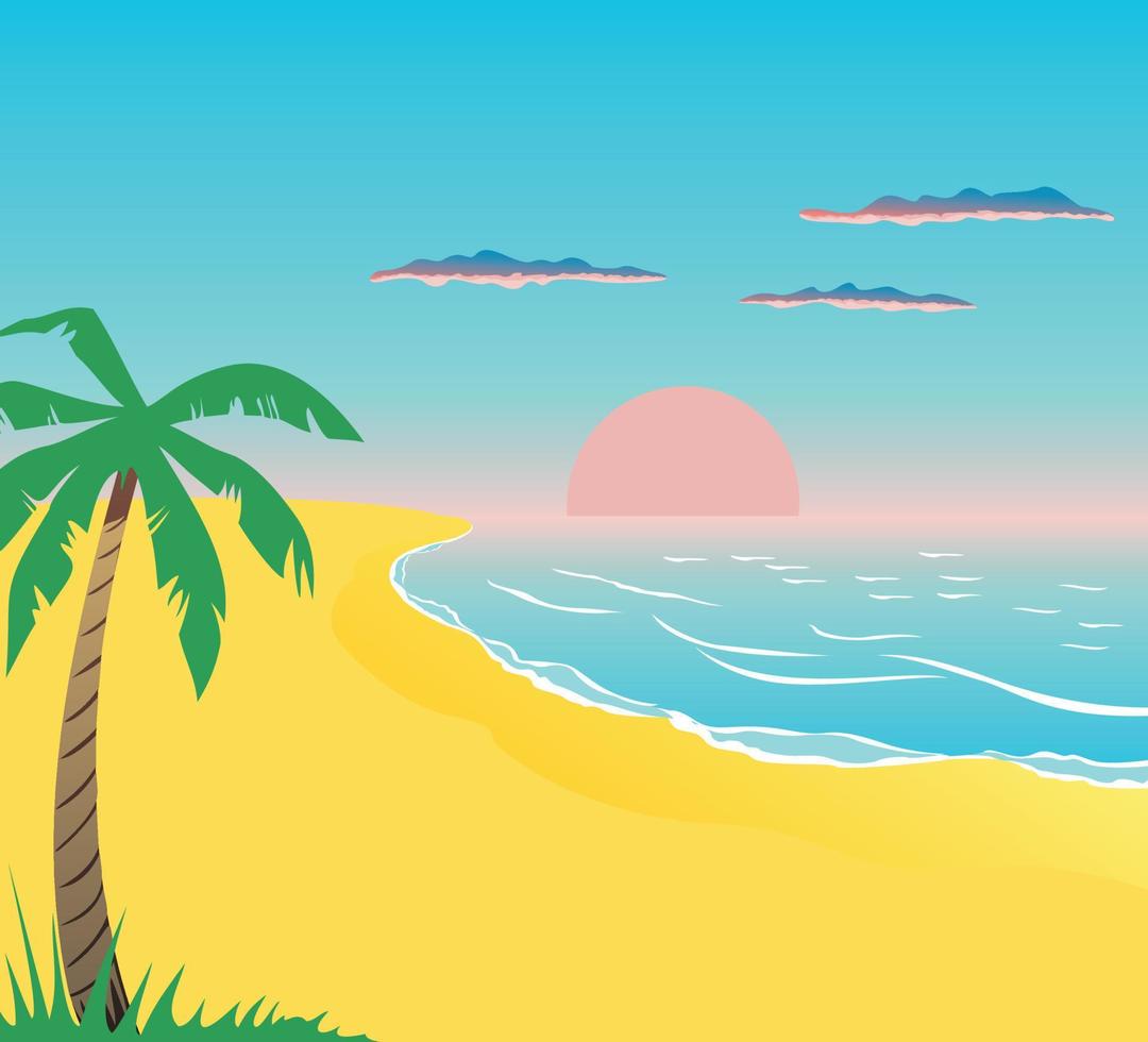 Palm tree on the island. Vector illustration