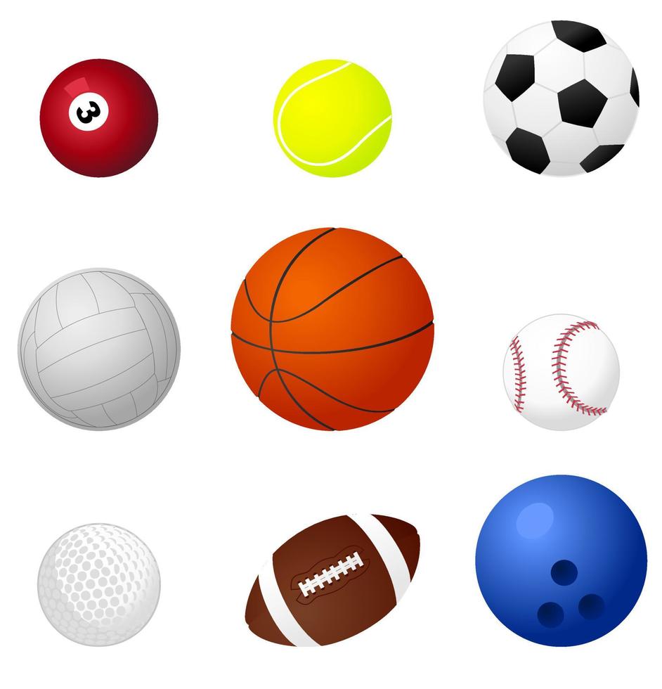 Set of sports balls. A vector illustration